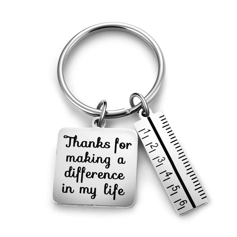 XGAKWD Teacher Appreciation Gift Keychain - Thanks for Making a Difference in My Life Teacher Key Chain for Women Men, Birthday Graduation Christmas Gifts for Teachers (Ruler) - Image 1